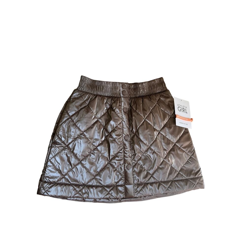 Athleta Girl Toasty Buns Metallic Skirt, a quilted mini skirt size 8/10, NWT